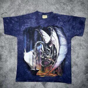 Vintage Y2K The Mountain T-Shirt Mens Large Dragon Wizard Tie Dye Excalibur